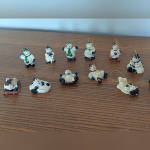 Giftco‎ Vintage Polystone Miniature Snowman Figurine Set Of 12